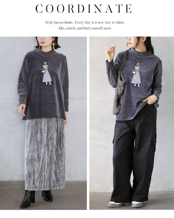 パリジェンヌ”を添えて上品な遊び心を やわらかベロアトップス