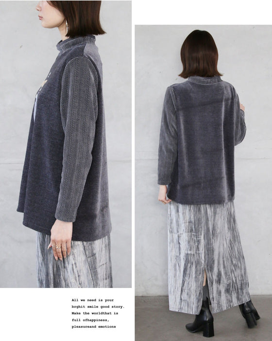 パリジェンヌ”を添えて上品な遊び心を やわらかベロアトップス