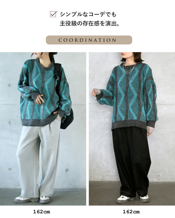 ラフに映えるしっとりベロアの大人柄ゆるニットトップス