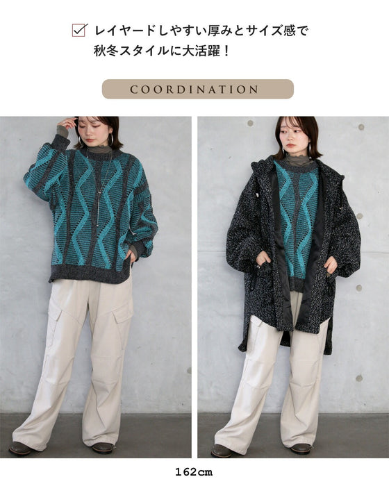 ラフに映えるしっとりベロアの大人柄ゆるニットトップス