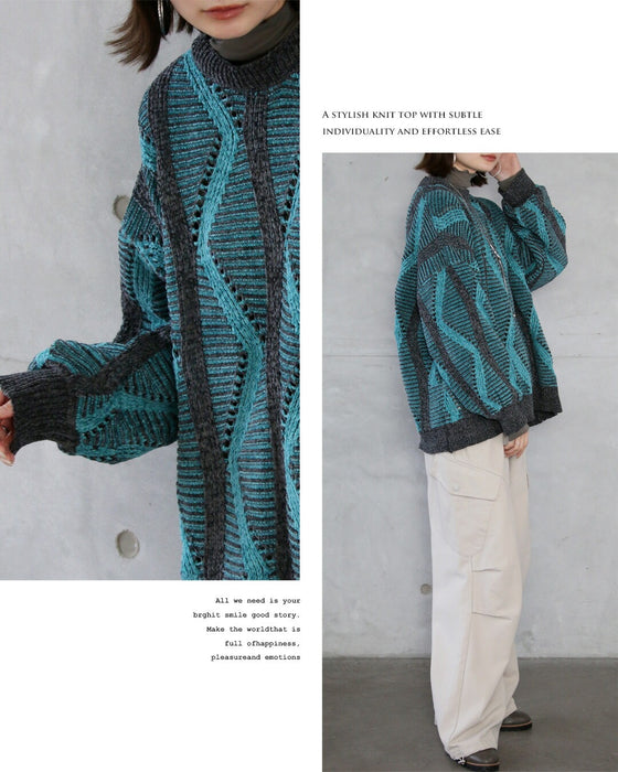 ラフに映えるしっとりベロアの大人柄ゆるニットトップス