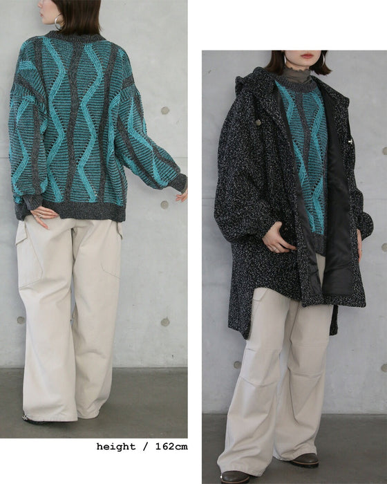 ラフに映えるしっとりベロアの大人柄ゆるニットトップス