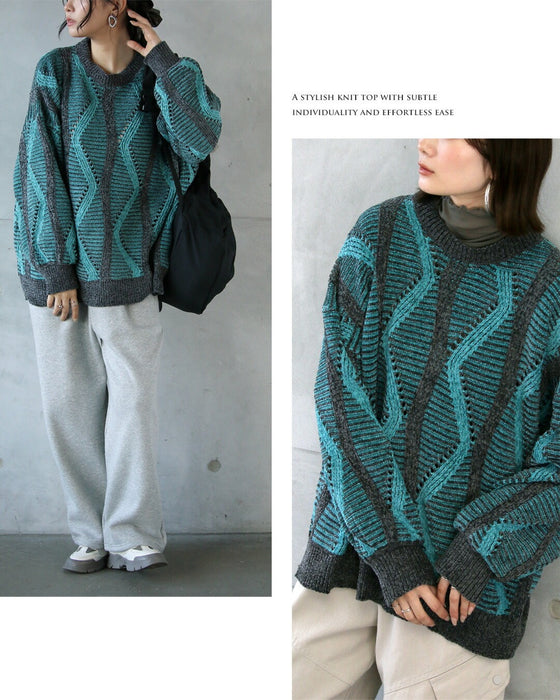 ラフに映えるしっとりベロアの大人柄ゆるニットトップス