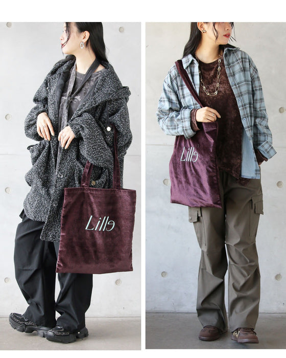 フレンチ気分を運ぶ 刺繍ロゴベロアトートバッグ