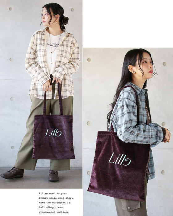 フレンチ気分を運ぶ 刺繍ロゴベロアトートバッグ