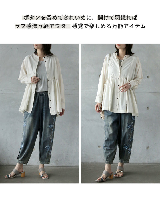 体型も気分もやさしく包むペプラムブラウス