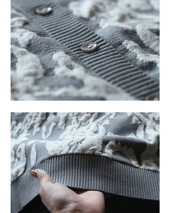 モードなニュアンスを纏うジャカードニットカーディガン