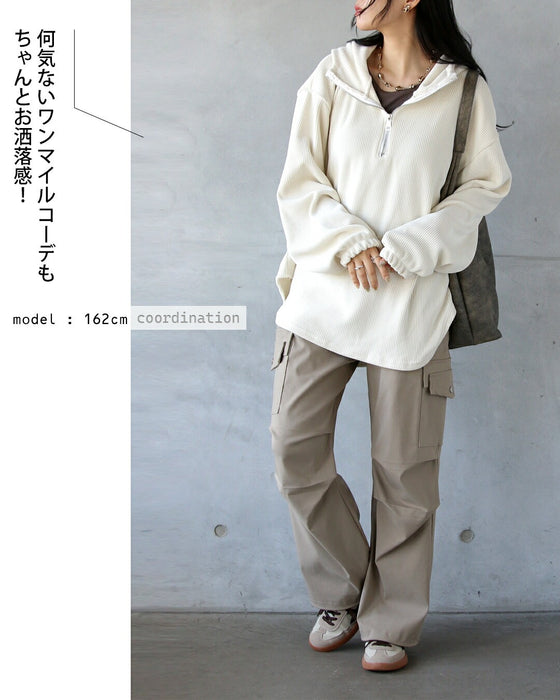 旬顔作る 大人のゆるハーフジップパーカー