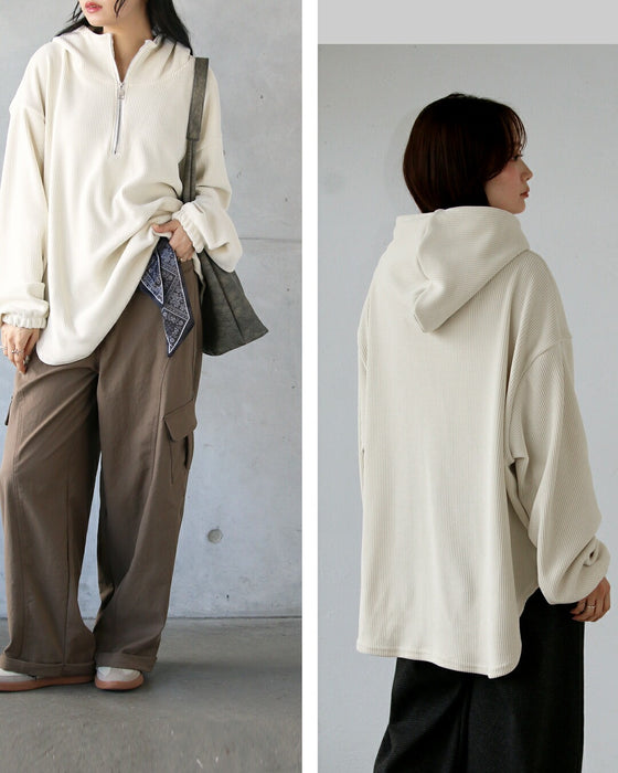 旬顔作る 大人のゆるハーフジップパーカー