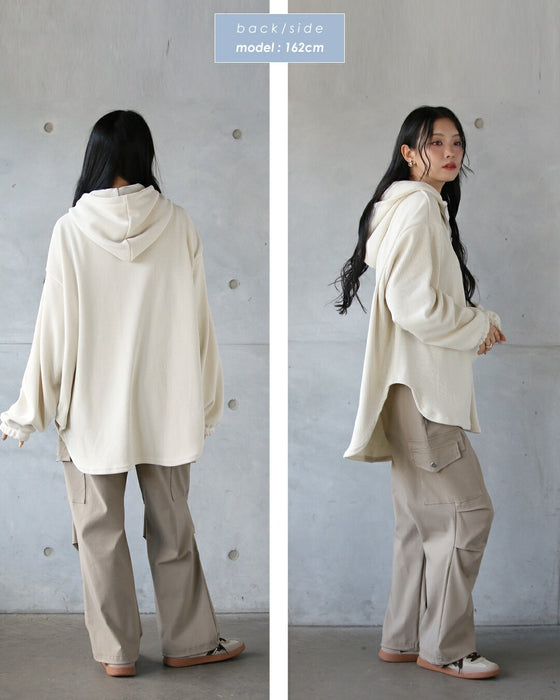 旬顔作る 大人のゆるハーフジップパーカー