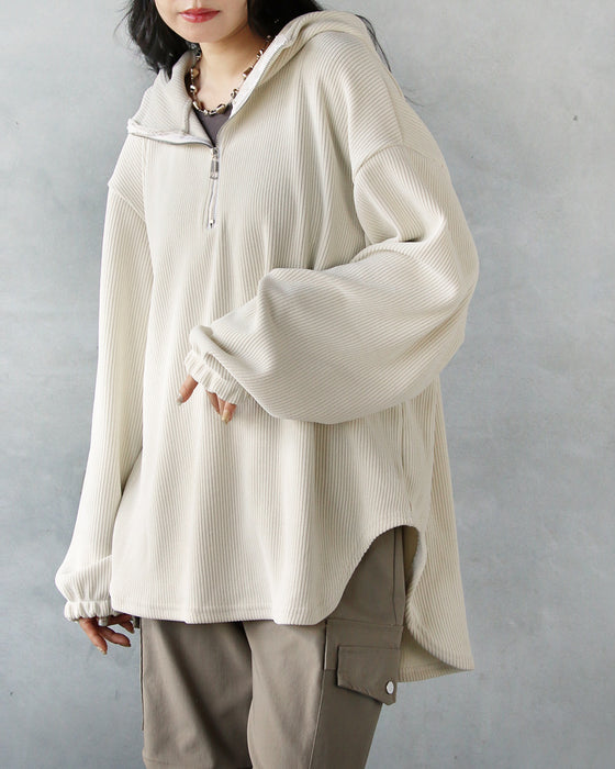 旬顔作る 大人のゆるハーフジップパーカー