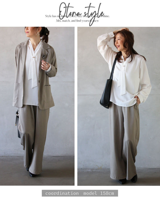 品よく抜け感を作る。大人のボウタイブラウス