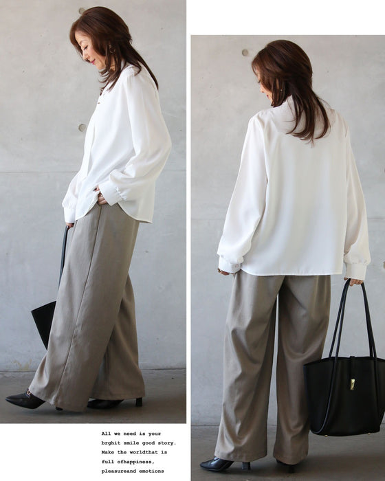 品よく抜け感を作る。大人のボウタイブラウス