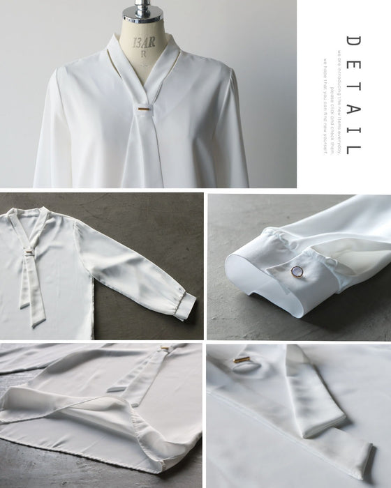 品よく抜け感を作る。大人のボウタイブラウス