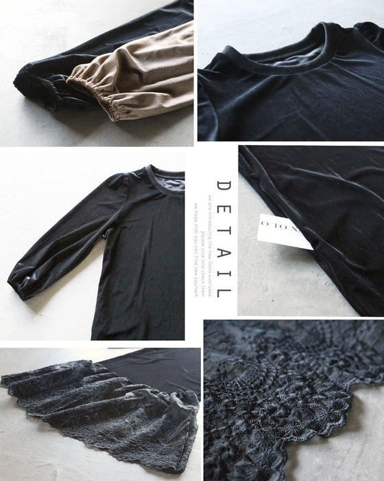 ベロアの艶めきと華やぐレースで、大人の品格を。オケージョンワンピース