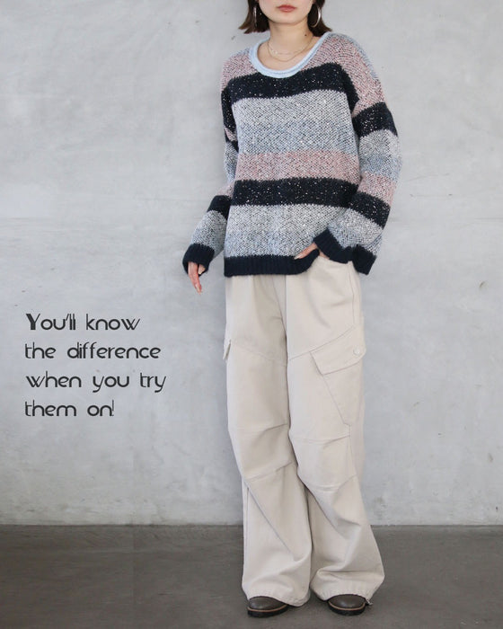 品よく抜け感をつくる 煌めくボーダーニット