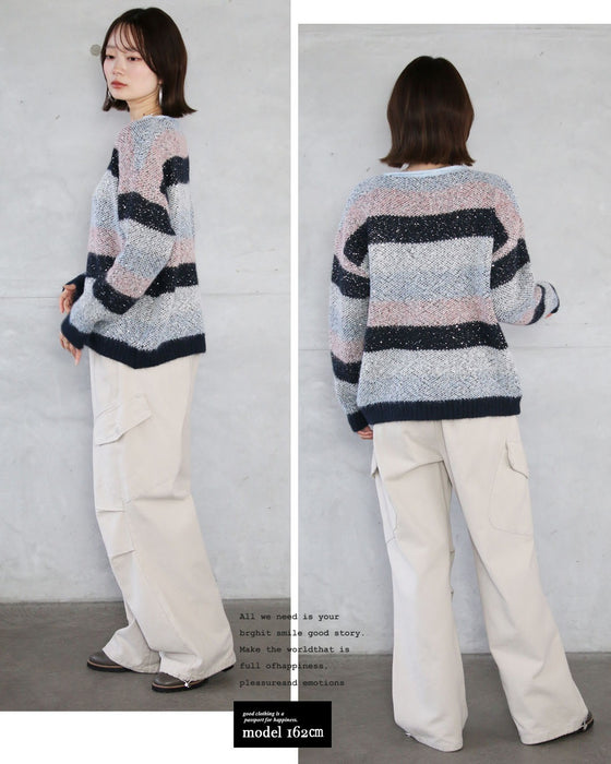 品よく抜け感をつくる 煌めくボーダーニット