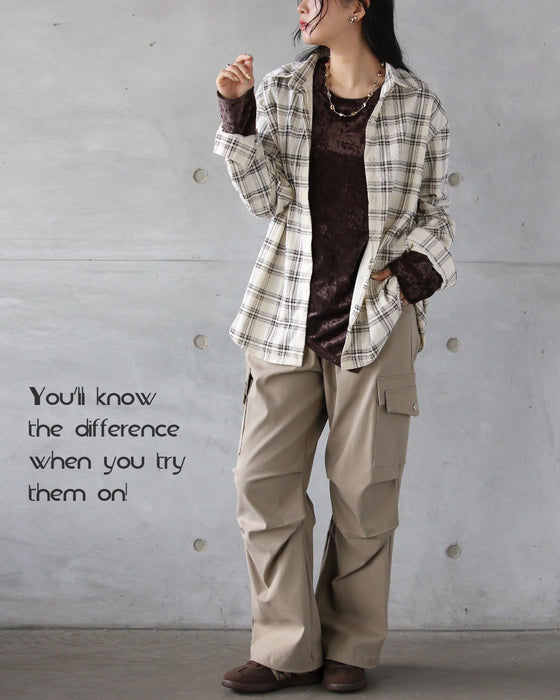 一枚でこなれ感がキマル。大人可愛いチェックシャツ