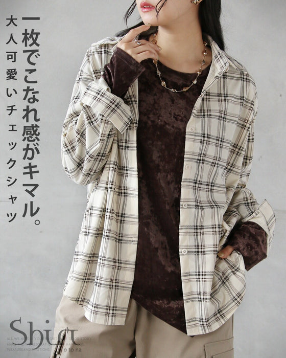 一枚でこなれ感がキマル。大人可愛いチェックシャツ