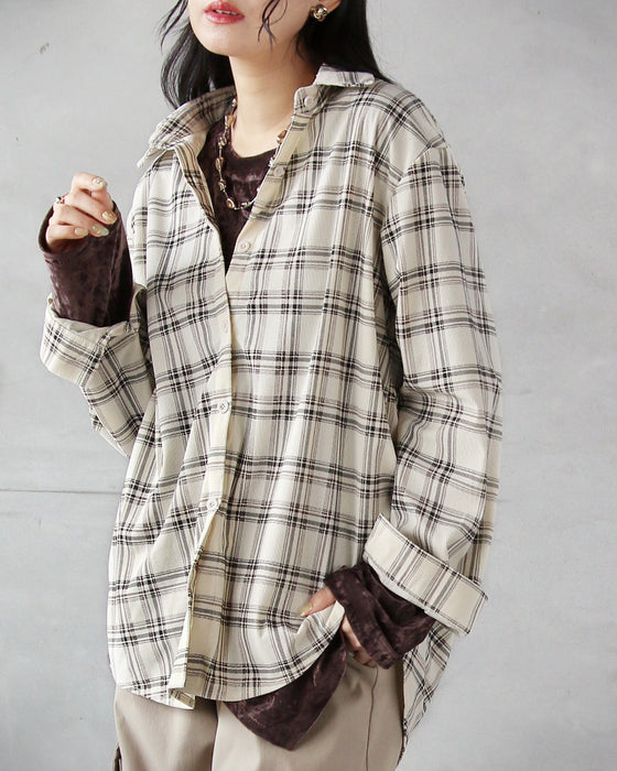 一枚でこなれ感がキマル。大人可愛いチェックシャツ