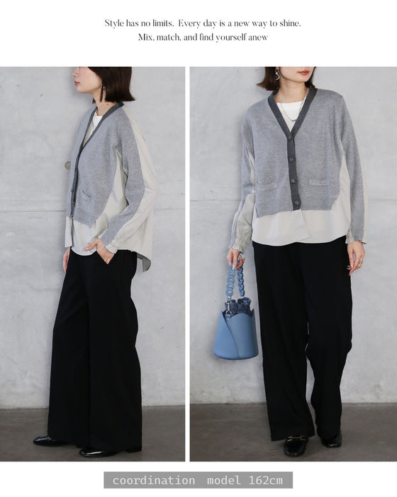 忙しい毎日でも、羽織るだけ 抜け感×知的見え大人レイヤード ドッキングカーディガン