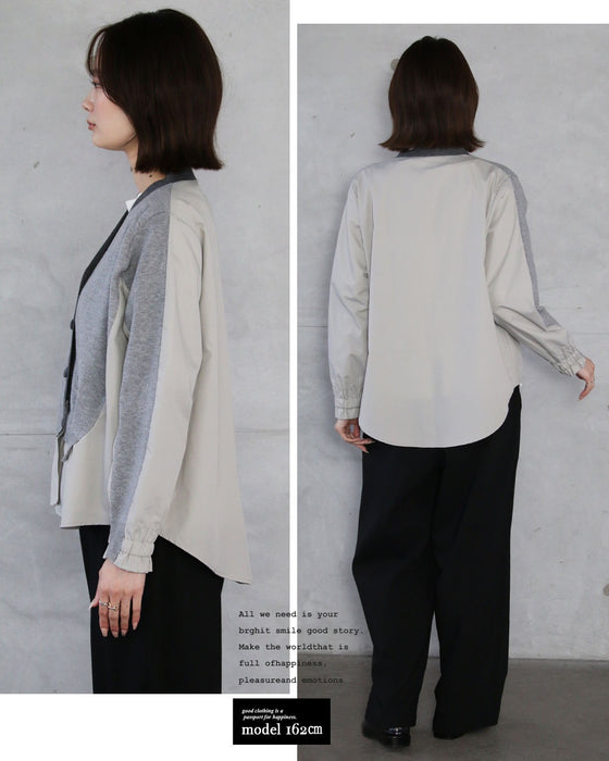 忙しい毎日でも、羽織るだけ 抜け感×知的見え大人レイヤード ドッキングカーディガン