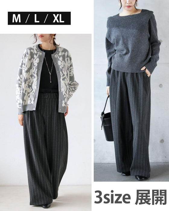 ゆるく穿けて、きちんと見える。ストライプワイドパンツ