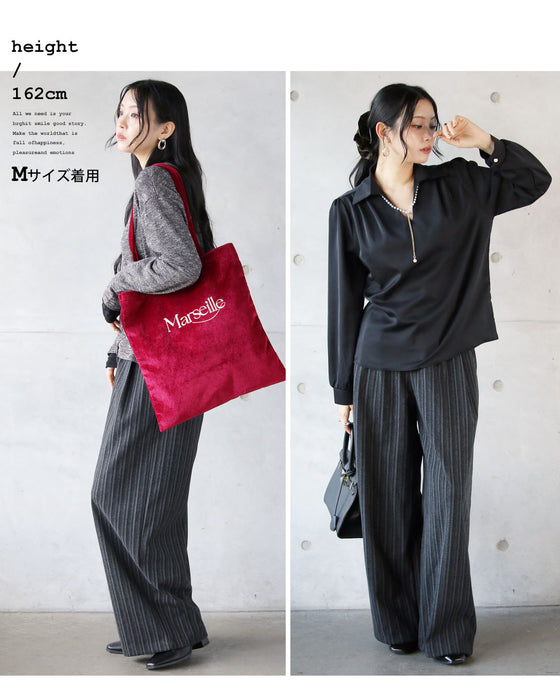 ゆるく穿けて、きちんと見える。ストライプワイドパンツ