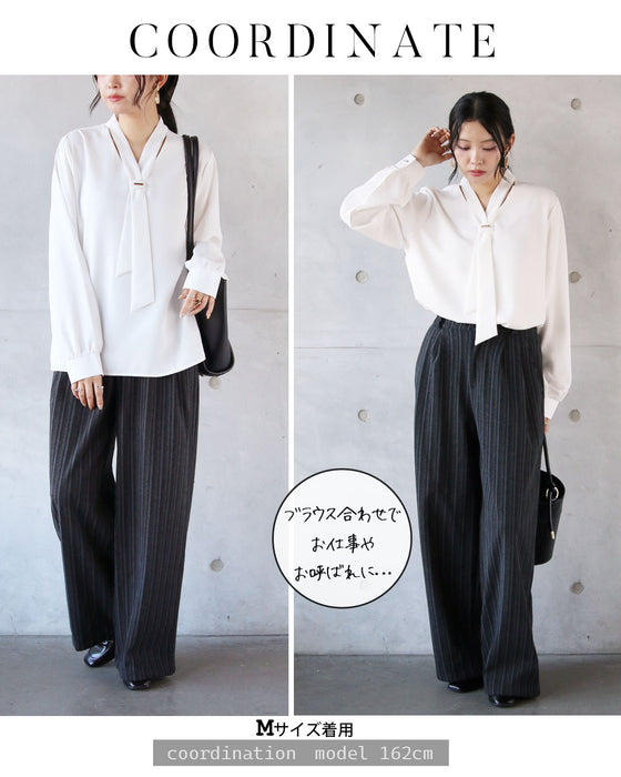 ゆるく穿けて、きちんと見える。ストライプワイドパンツ