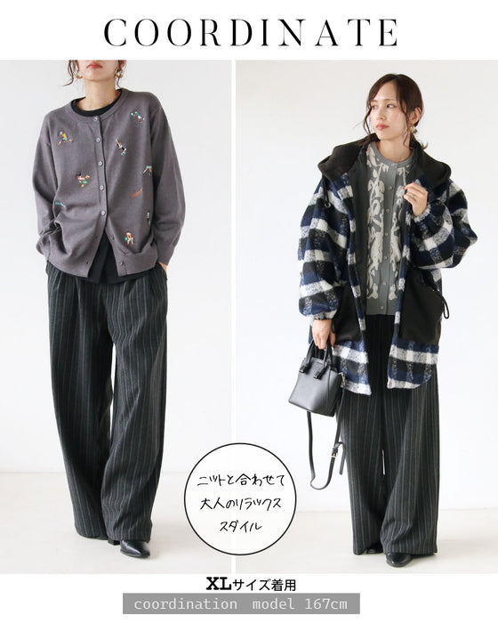 ゆるく穿けて、きちんと見える。ストライプワイドパンツ