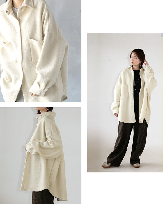 ふんわりあったか 着るだけこなれる 厚手シャツアウター