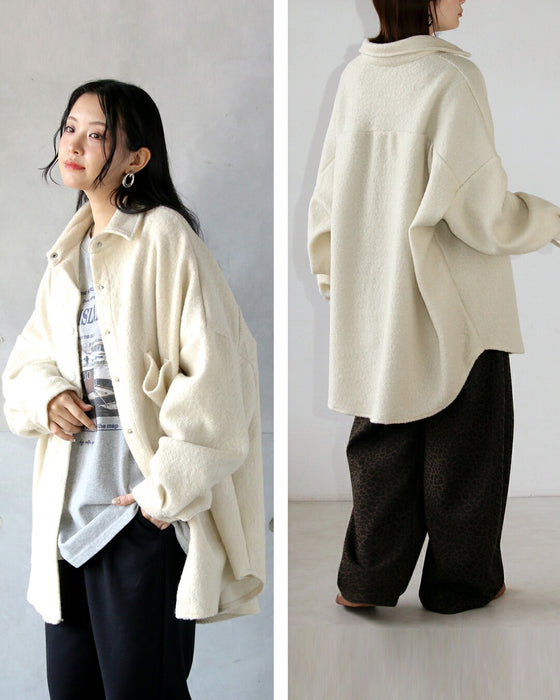 ふんわりあったか 着るだけこなれる 厚手シャツアウター