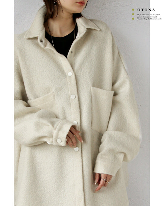 ふんわりあったか 着るだけこなれる 厚手シャツアウター