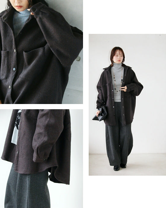 ふんわりあったか 着るだけこなれる 厚手シャツアウター