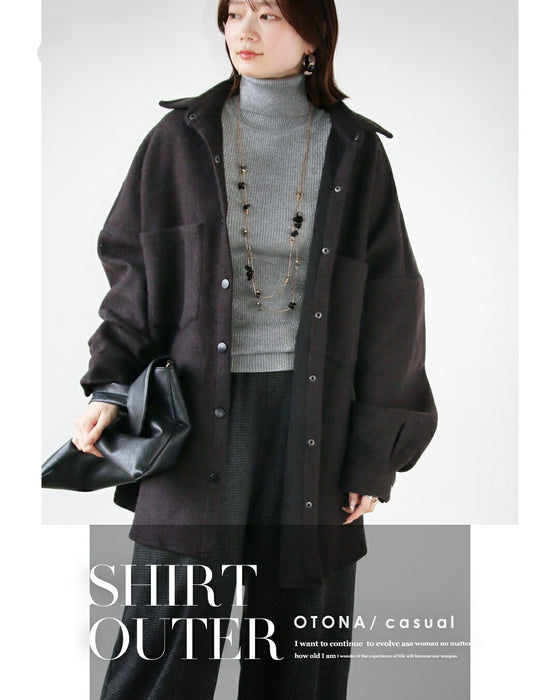 ふんわりあったか 着るだけこなれる 厚手シャツアウター