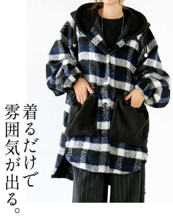 ゆるっと大人可愛いチェックアウター