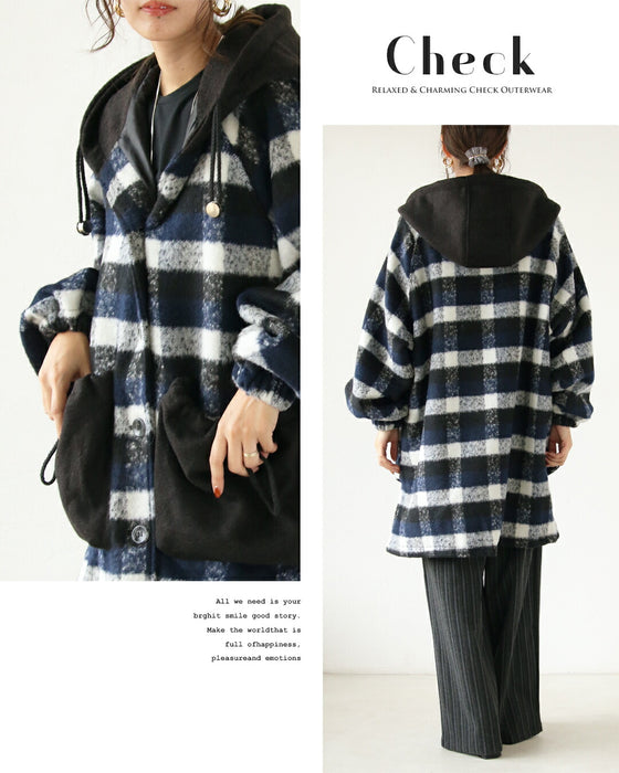 ゆるっと大人可愛いチェックアウター