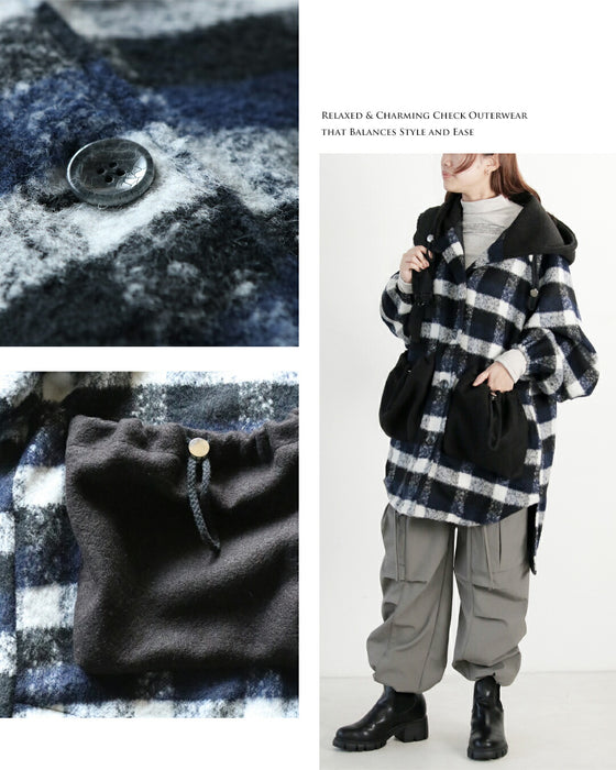 ゆるっと大人可愛いチェックアウター