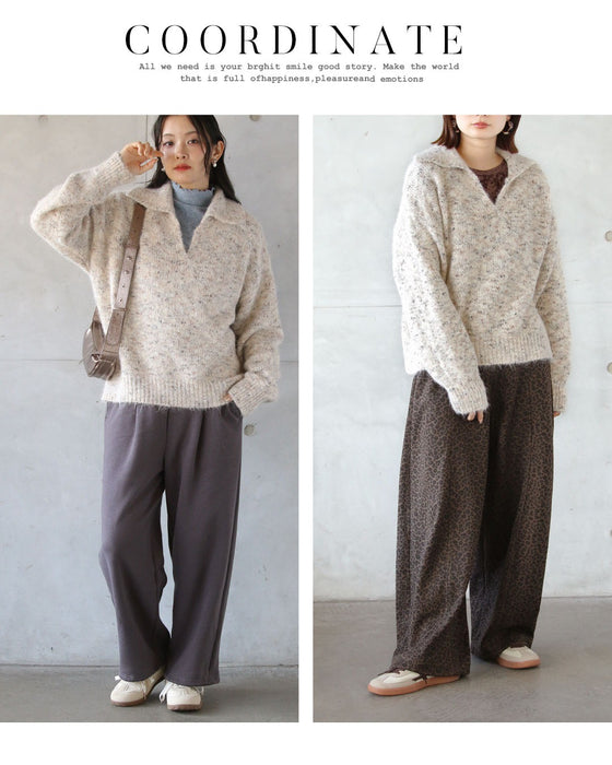 ふわっと軽く、垢抜ける。V衿ミックスカラーニット