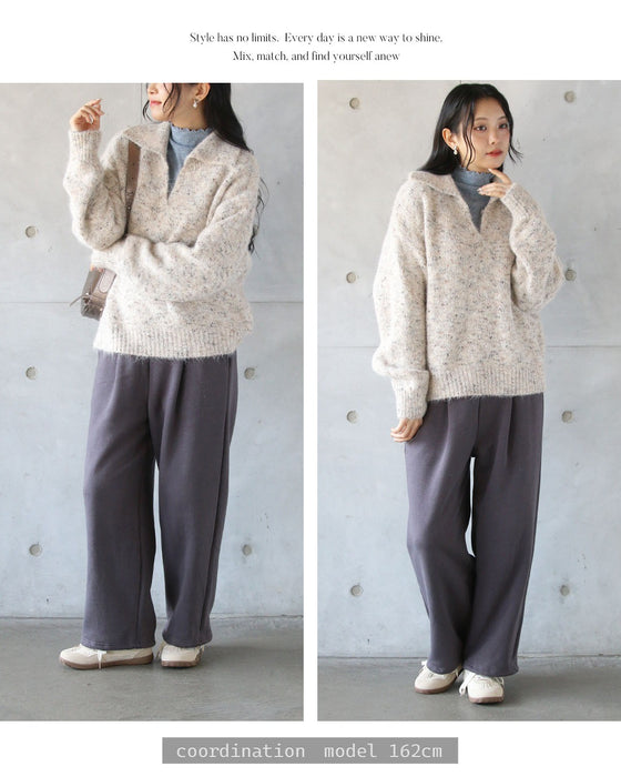 ふわっと軽く、垢抜ける。V衿ミックスカラーニット