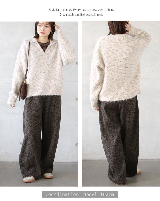 ふわっと軽く、垢抜ける。V衿ミックスカラーニット