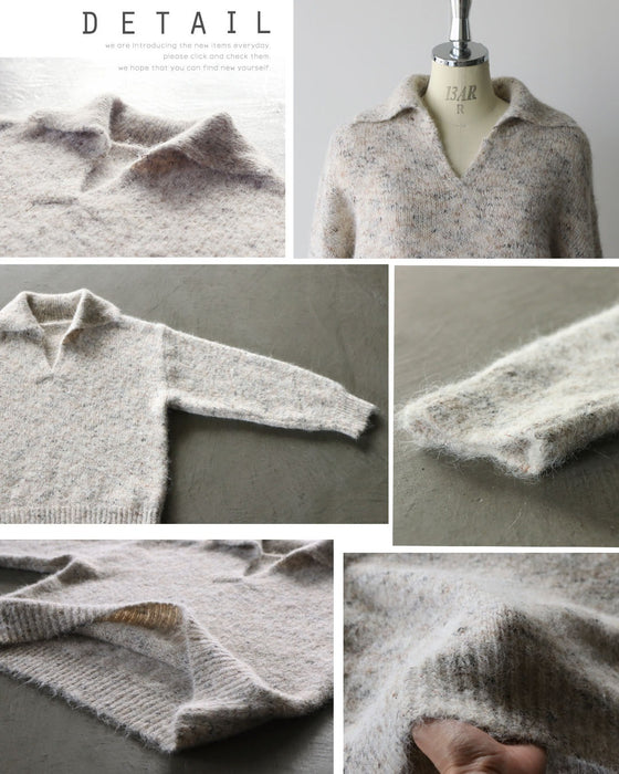 ふわっと軽く、垢抜ける。V衿ミックスカラーニット