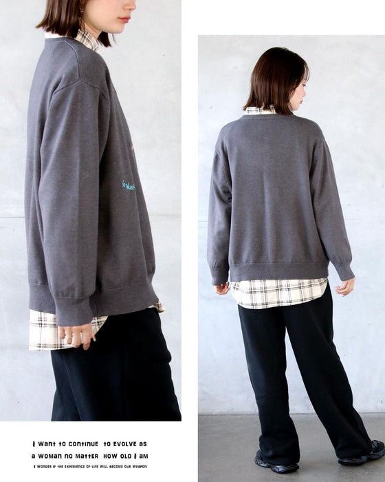 大人可愛い抜け感を。アクセント刺繍カーディガン