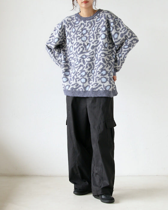 ゆるっと上品見えレオパードニットトップス