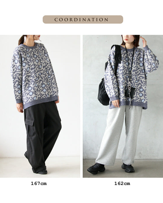 ゆるっと上品見えレオパードニットトップス