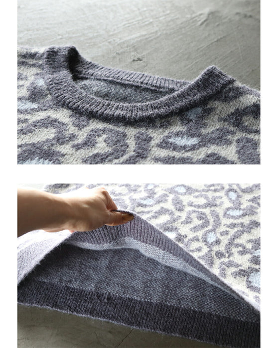 ゆるっと上品見えレオパードニットトップス