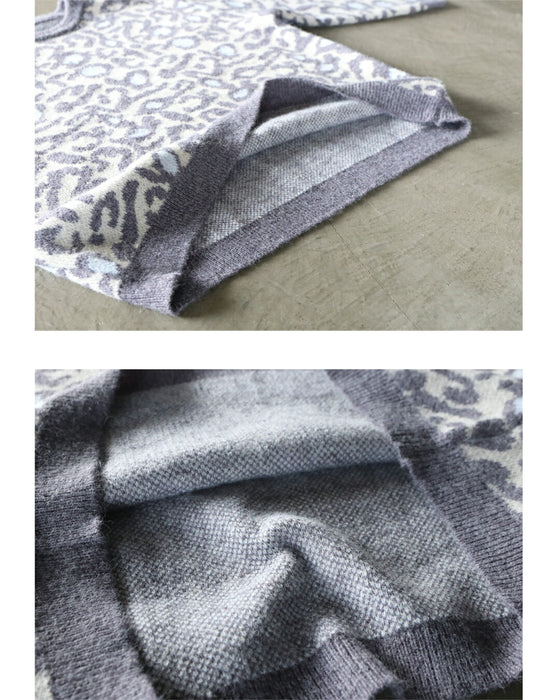 ゆるっと上品見えレオパードニットトップス