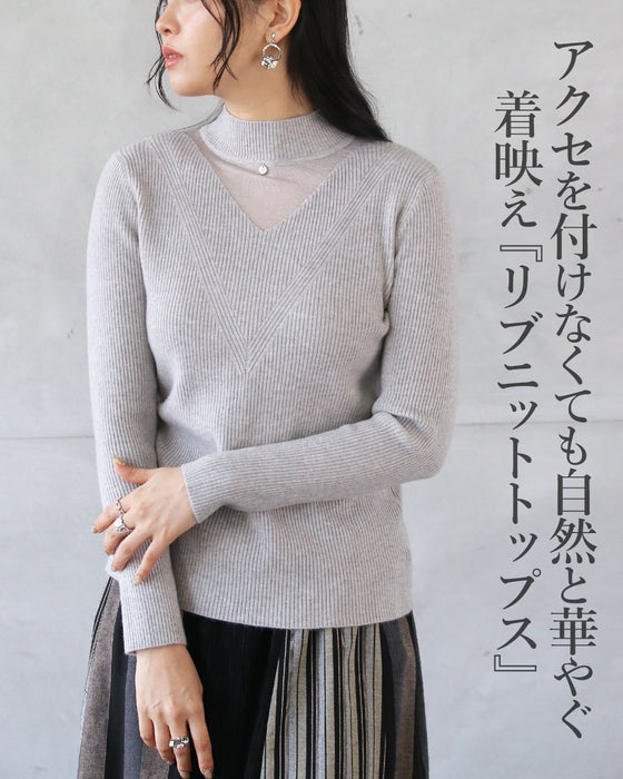 きれいめと抜け感が叶うシアー切替上品ニット