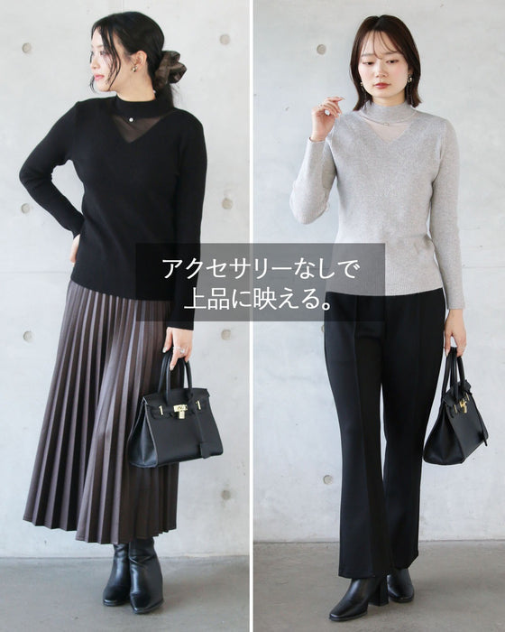 きれいめと抜け感が叶うシアー切替上品ニット