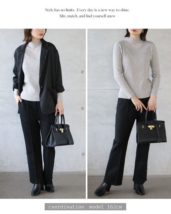 きれいめと抜け感が叶うシアー切替上品ニット